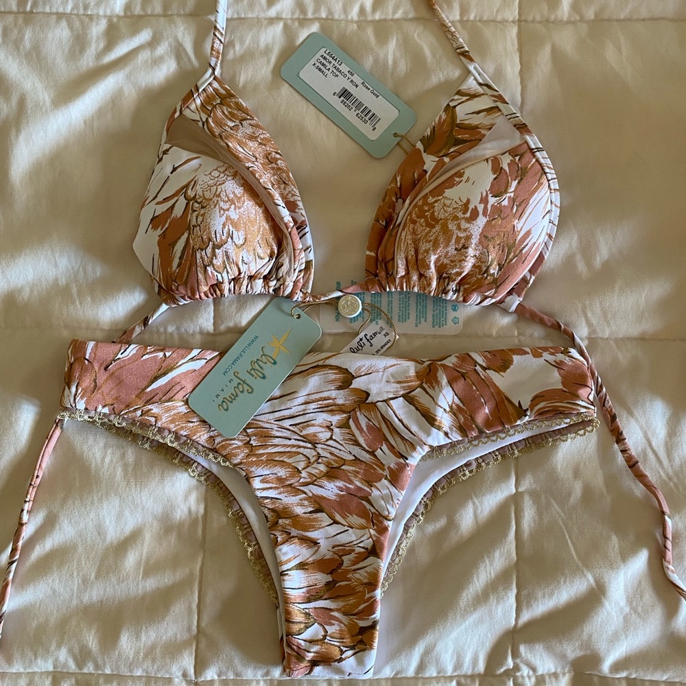 NWT!‼️LULI FAMA, Rose Gold Bikini Set